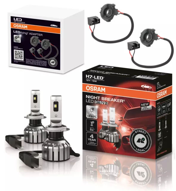 OSRAM Night Breaker H7 LED GEN 2 Nachrüstlampen + Adapter für VW Touran