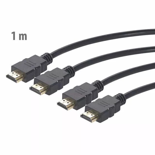 auvisio 2er-Set High-Speed-HDMI-Kabel für 4K, 3D & Full HD, HEC, schwarz, 1 m