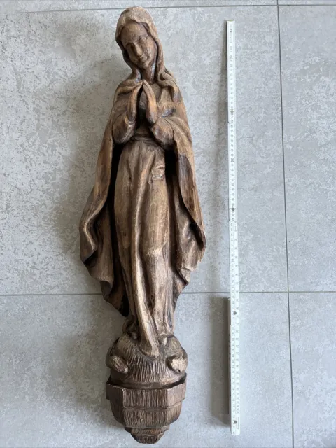 Handgeschnitzte Holzfigur Mutter Gottes Madonna 80 cm Aufhänger Wand