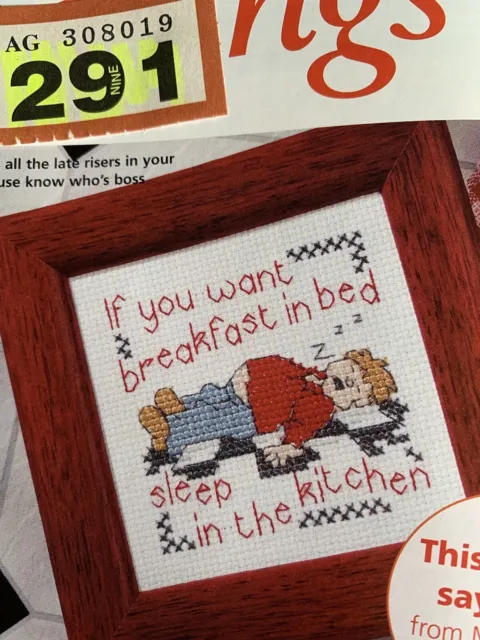 Stitcher’s Sayings Breakfast In Bed Sleep In The Kitchen Cross stitch Card chart