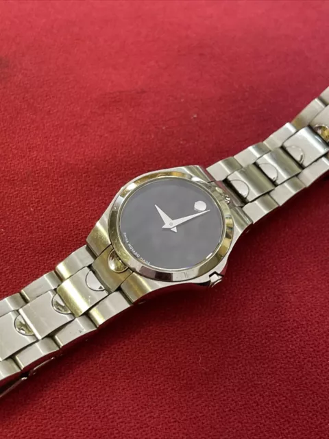 ladies Movado museum 84 E6 1830 runs great new battery insalled black dial