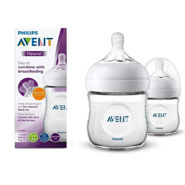 (Pack of 2) Philips Avent Natural 2.0 Bottle 260ml Each Ultra Soft & Flexible