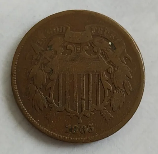1865 USA Shield 2 Cents Coin