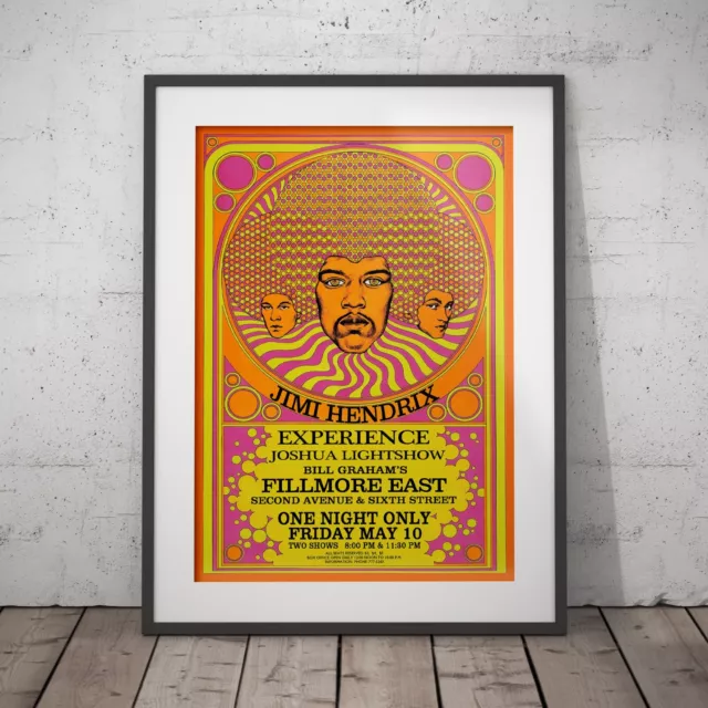 Jimi Hendrix - Fillmore East Concert Poster Five Prints or Three Framed Options