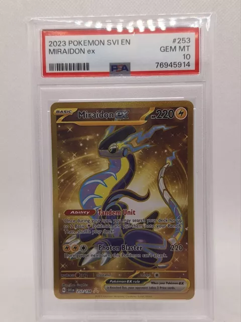 PSA 10 Miraidon ex 253/198 Gold Hyper Rare Pokemon Scarlet & Violet Svi-EN  2023