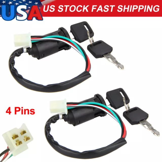 2 Ignition Key Switch + 4 Keys Fit for most Chinese 50cc 70cc 90cc 110cc 150cc