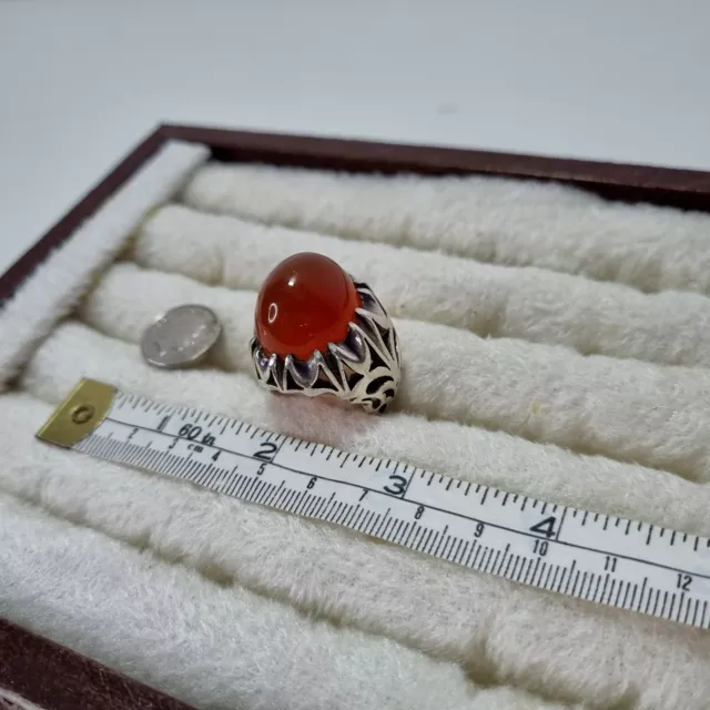 Aqeeq Yemeni Silver Ring Original Aqiq Akik Agate Stone Handmade عقیق یمنی  3