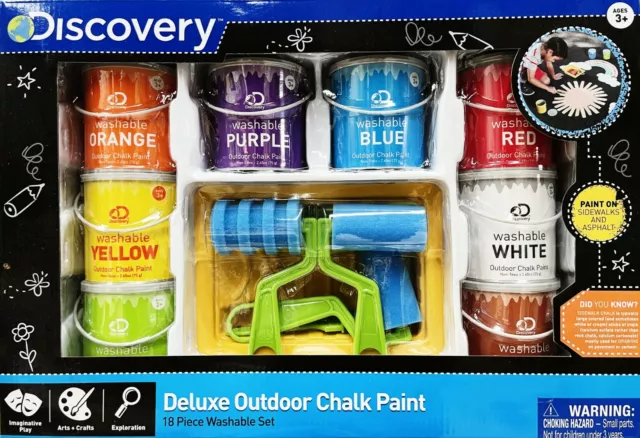 18 Piece Set Discovery Kids Deluxe Outdoor Chalk Paint Washble Set