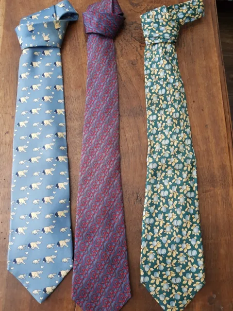 3 Cravates Soie vintage : Faconnable ,Hermes,Figaret
