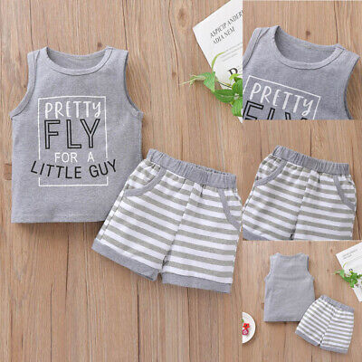 Newborn Baby Boys Tracksuit Letter Short Tops Shorts 2PCS Summer Outfit Clothes