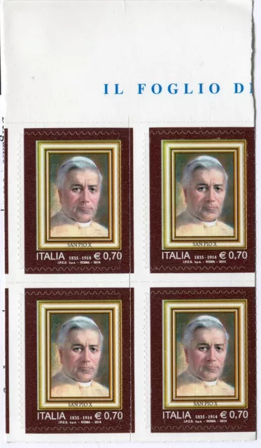 2014 Repubblica Italiana San Pio X Fustellatura spostata orizz. varietà IT-V023