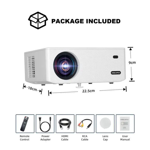 4K Projector 20000LMS 1080P 3D 5G WiFi Bluetooth Video Home Theater 250" Display 2