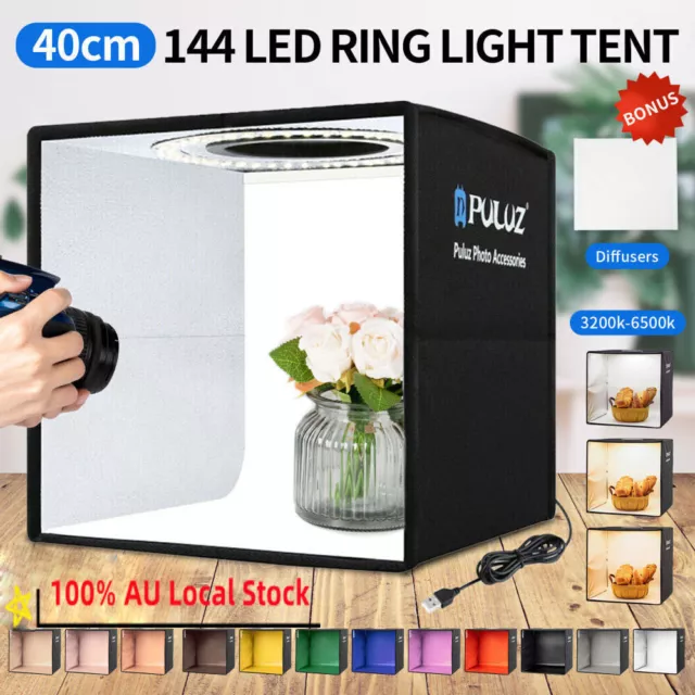 16" Photo Studio Lighting Box Portable Photography Light Cube 12Colors Backdrop