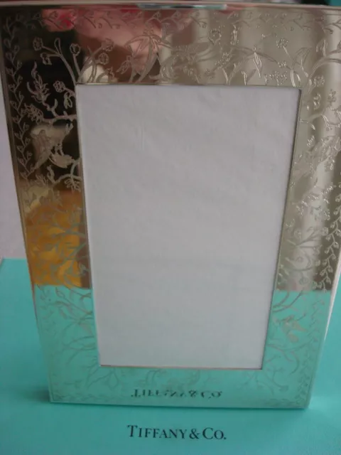 TIFFANY STERLING SILVER **NEW**AUDUBON PICTURE FRAME ETCHED & EMBOSSED pouch,box
