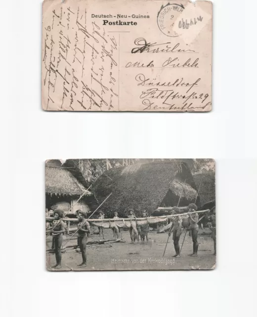(n14990)   DEUTSCH NEUGUINEA 1910 Heimkehr von der Krokodiljagd B. SMS Emde