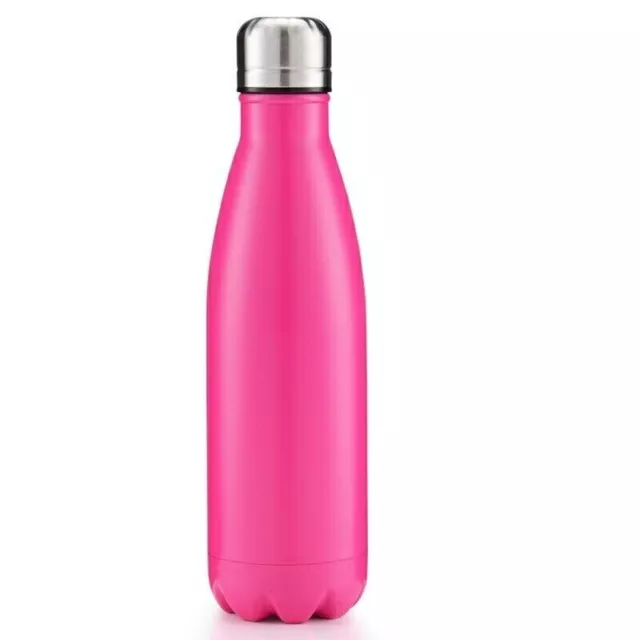 Stainless Steel Water Bottle Double Wall Vacuum Insulated Pink Gym Metal Flask