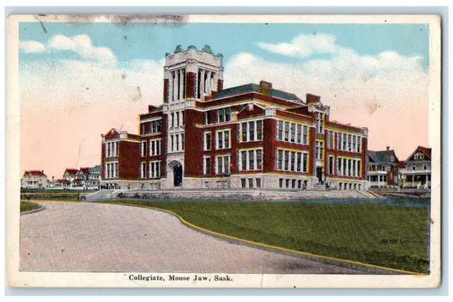 Moose Jaw Saskatchewan Canada Postcard Collegiate Building 1922 Antique