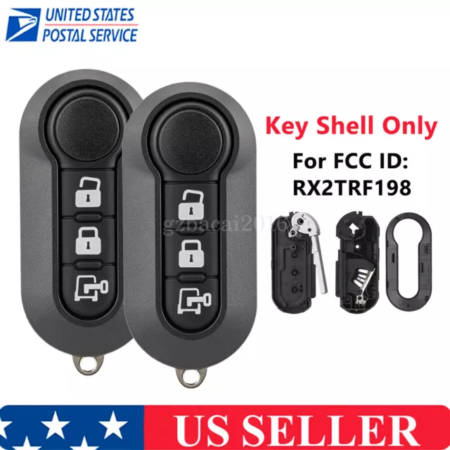 2X Flip Remote Key Shell Case Fob For Ram Promaster 1500 2500 3500 Fiat 500 500L