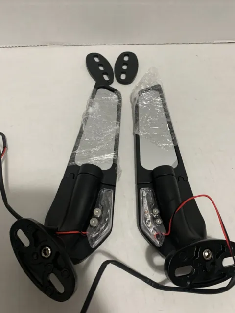 Rear View Mirrors w/ LED Turn Signal For 2019-23 Kawasaki ZX-10R ZX6R ZX-636 - 2