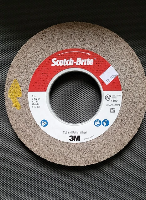 3M Scotch-Brite # 21168  Cut and Polish Wheel 8" x 1/2" x 3"  FIN 5A  A/O  NEW