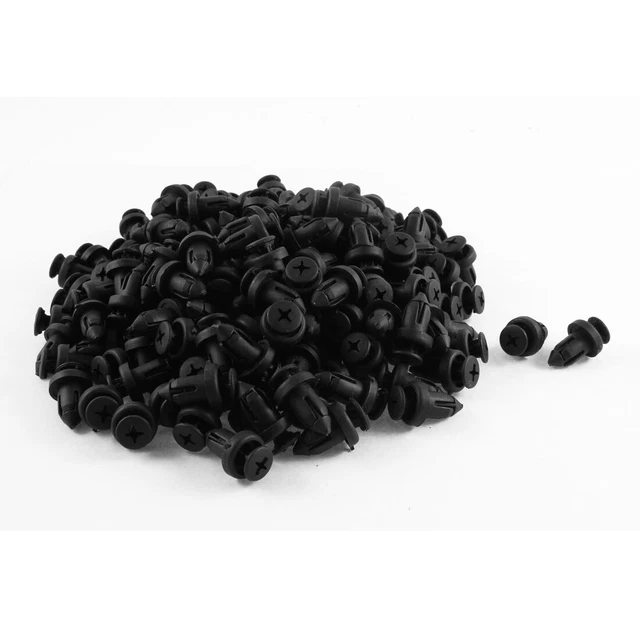 200 Pcs Rivet en plastique Clips Fastener trou 9mm Diamètre noir pour voiture