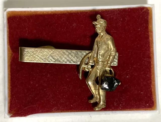 Vintage Gold Tone Coal Miner Tie Bar Clip