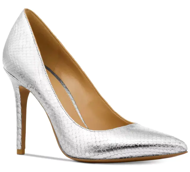 MICHAEL KORS Women's Claire Pump Silver Metallic Leather Snake Embossed US 10