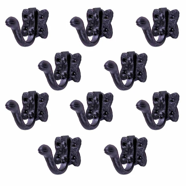 Cast Iron Coat Hook Elephant Trunk Rustic Wall Hung Design Set of 10