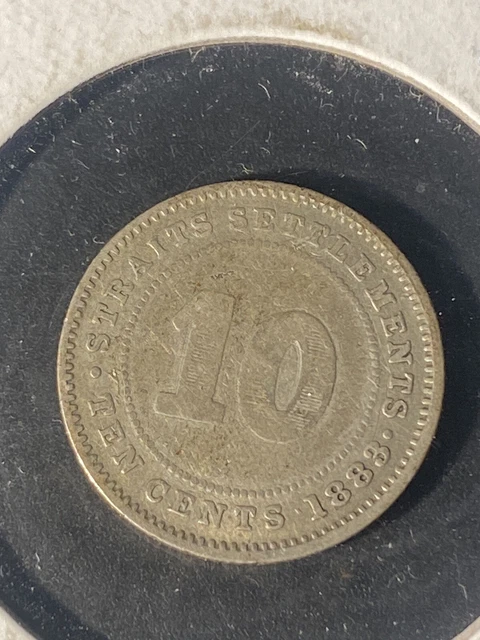 1883 Straits Settlements 10C Ten Cents Victoria .800