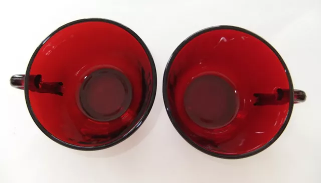 Pair of Anchor Hocking Royal Ruby Red Coffee Tea Cups Vtg Depression Replacement 3