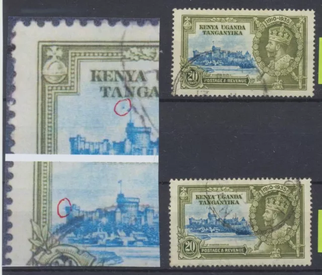 Kenya Uganda Tanganyika KGV 1935 RSJ 20c SG 124f & 124h Used Cat £140