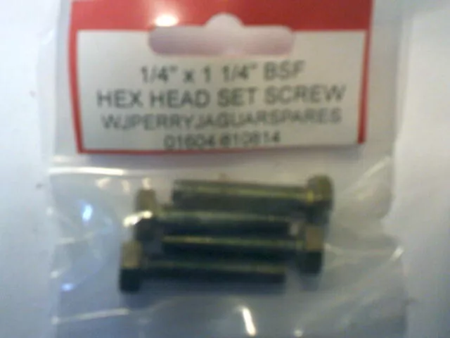 1/4" Bsf X 1 1/4"   Hex Head Set Screw Bolts   X 4