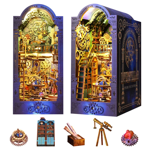 Fifijoy Book Nook Kit - Spukhaus DIY Miniatur Mit LED-Licht | Gruselige Buchstütze Für Erwachsene