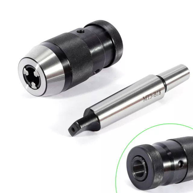 Industrial Lathe Mill Machine Keyless Drill Chuck Self Tighten MT3-B18 Arbor