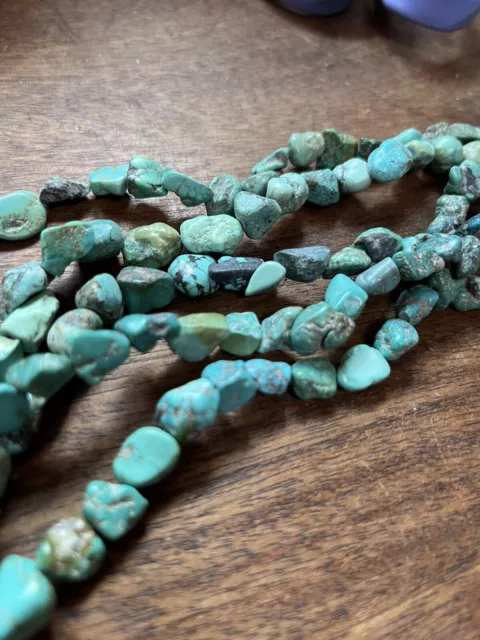 Vintage Old Stock Natural Southwest Turquoise  Nugget Beads 8-10mm 16in Strand