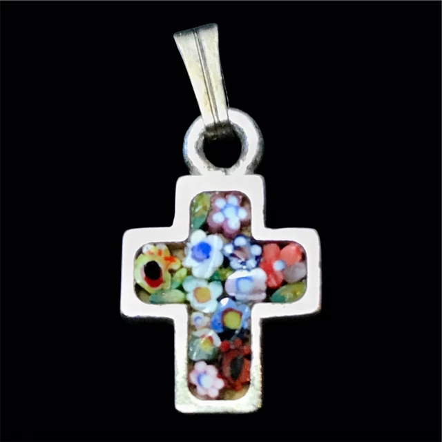 Pendentif Croix Ancien En émail Bleu - Bijou Vintage élégant - Référence 5784 - Parfait état
