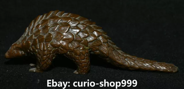 11cm Old Chinese Bronze Fengshui Folk Pangolins Squama Manitis Animal Statue