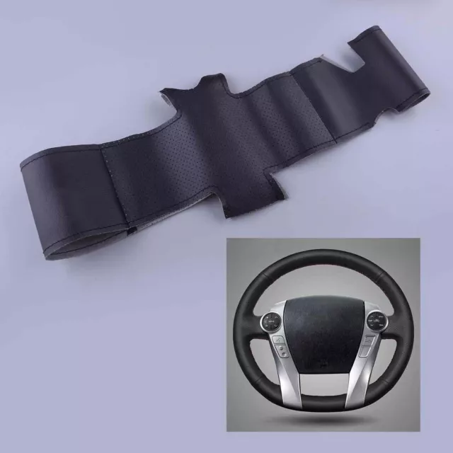 Black Leather Car Steering Wheel Cover Fit For Toyota Prius 2009-2015 Aqua 14-15