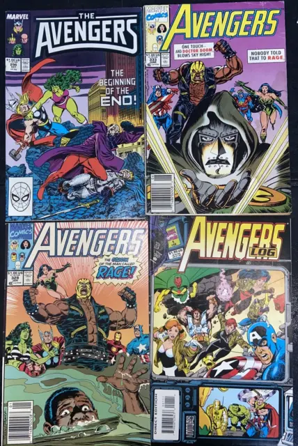 Marvel Comics The Avengers Comic Book Lot Of 4. #296, 333, 328, Avengers Log 1