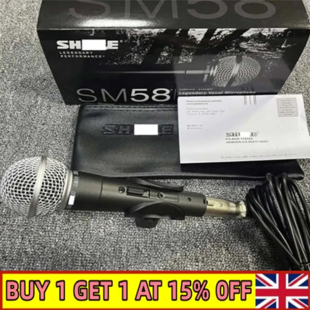 For Shure SM58 Dynamic Vocal Microphone Wired Mic with Switch With Cable UK