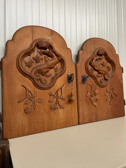 Stunning Thick Gothic Mythological Door panel with dragon/lizard/gargoyle 12