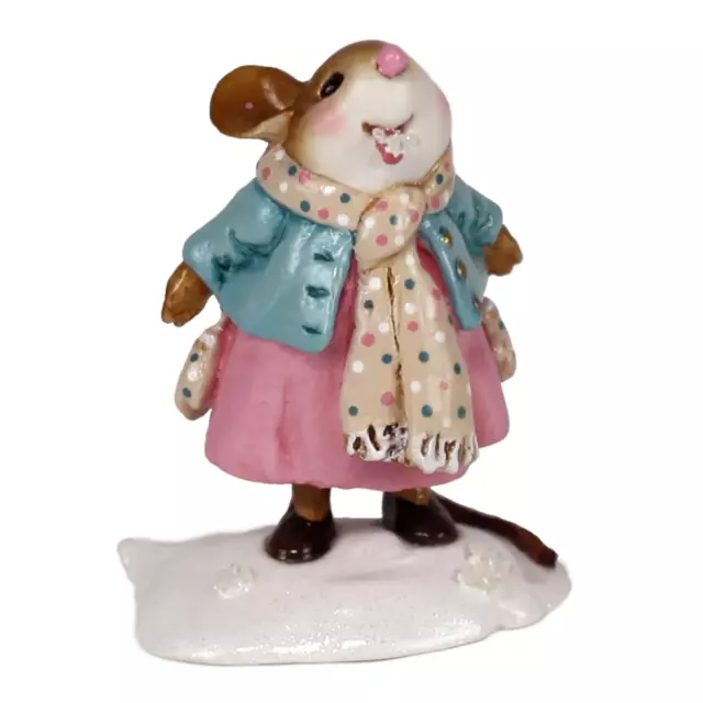 Wee Forest Folk CATCHING CRYSTALS, WFF# M-626, PINK, Christmas Snowflake Mouse