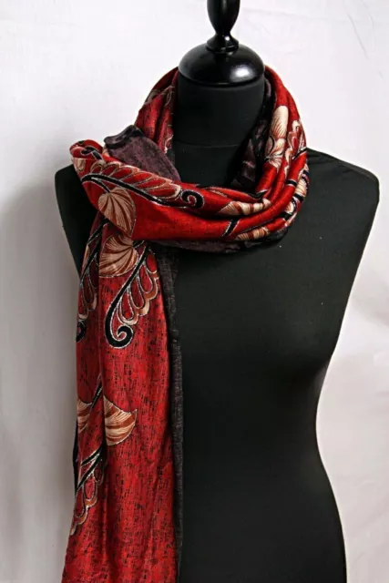 Scarf Shawl Evening Wrap for Women Ladies floral Red Winter Stole Elegant Soft