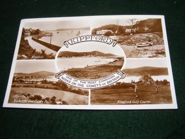 Vintage Postcard Kippford Multi View Golf Course Kirkcudbright Dumfries Cumming