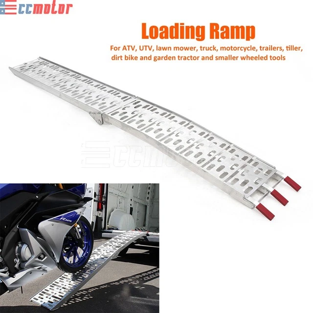 1PC Loading Ramp Folding Aluminium Motorcycle Bikes Motorbike UTV ATV & Strap