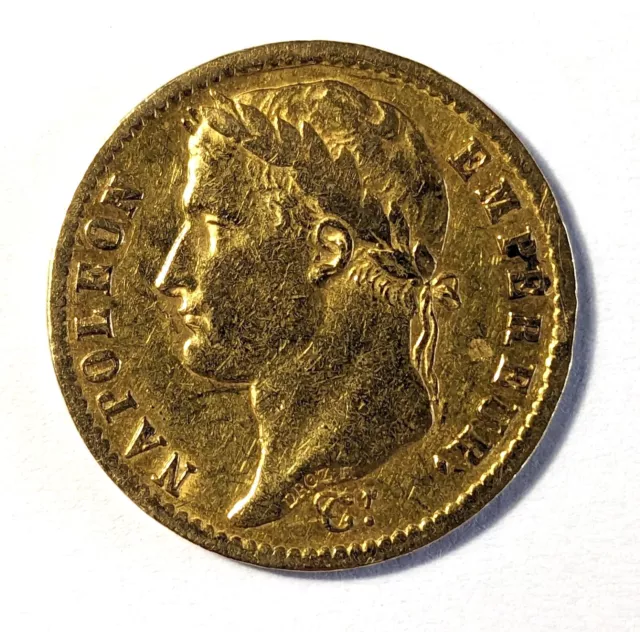 20 Francs Or Napoléon Empereur Tête Laurée, Empire Français 1810 - TB