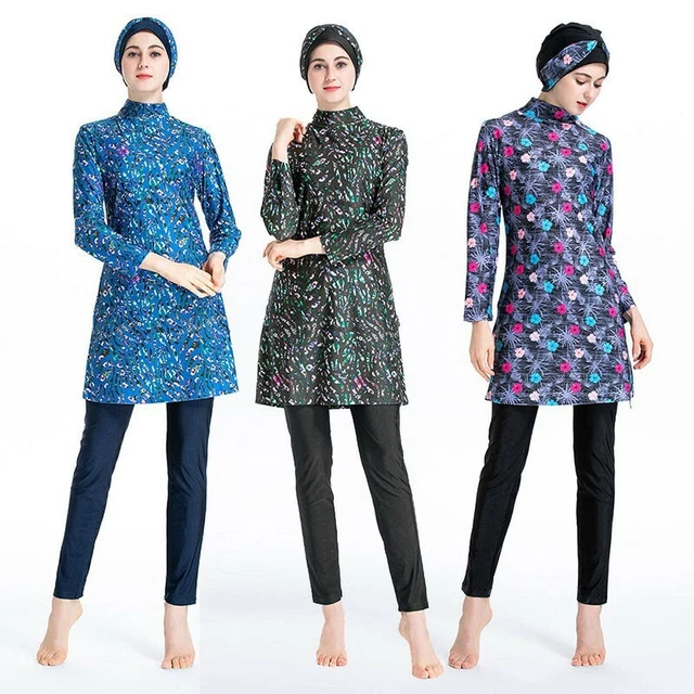 Burkini Femme - Maillot De Bain Grande Taille Modeste à Manches Longues - Ensemble Tankini Islamique - Plage Été