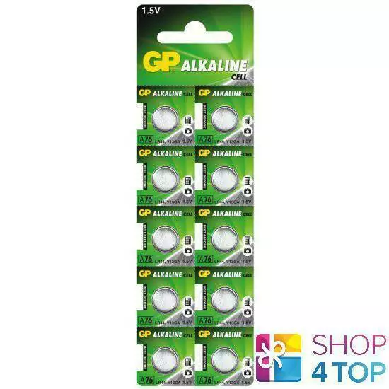 10 Gp Alkaline Cell Lr44 A76 Batterien G13 1.5V Coin Cell Button Exp 2023 Neu