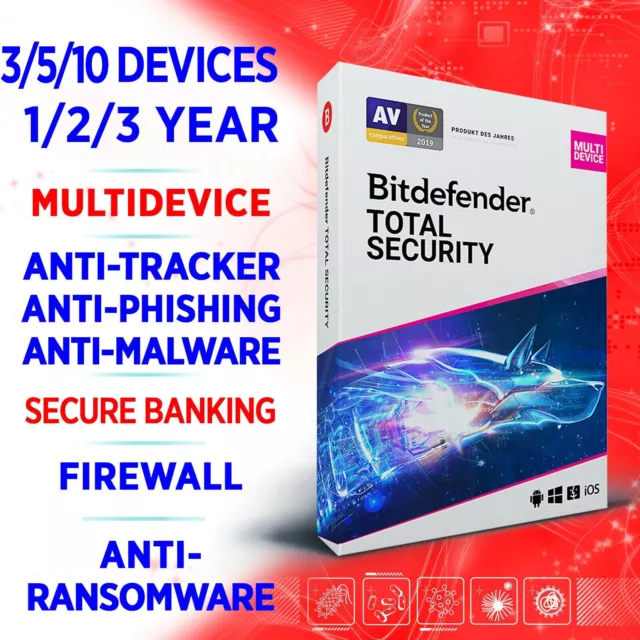 Bitdefender Total Security 2024 3-10 PC / 1-2-3 Jahre, Aktivierungscode