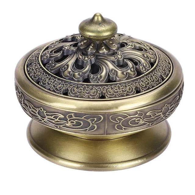 Alloy Censer Burner Incense Lotus Buddha Incense Burner Holder Bronze Vintage...